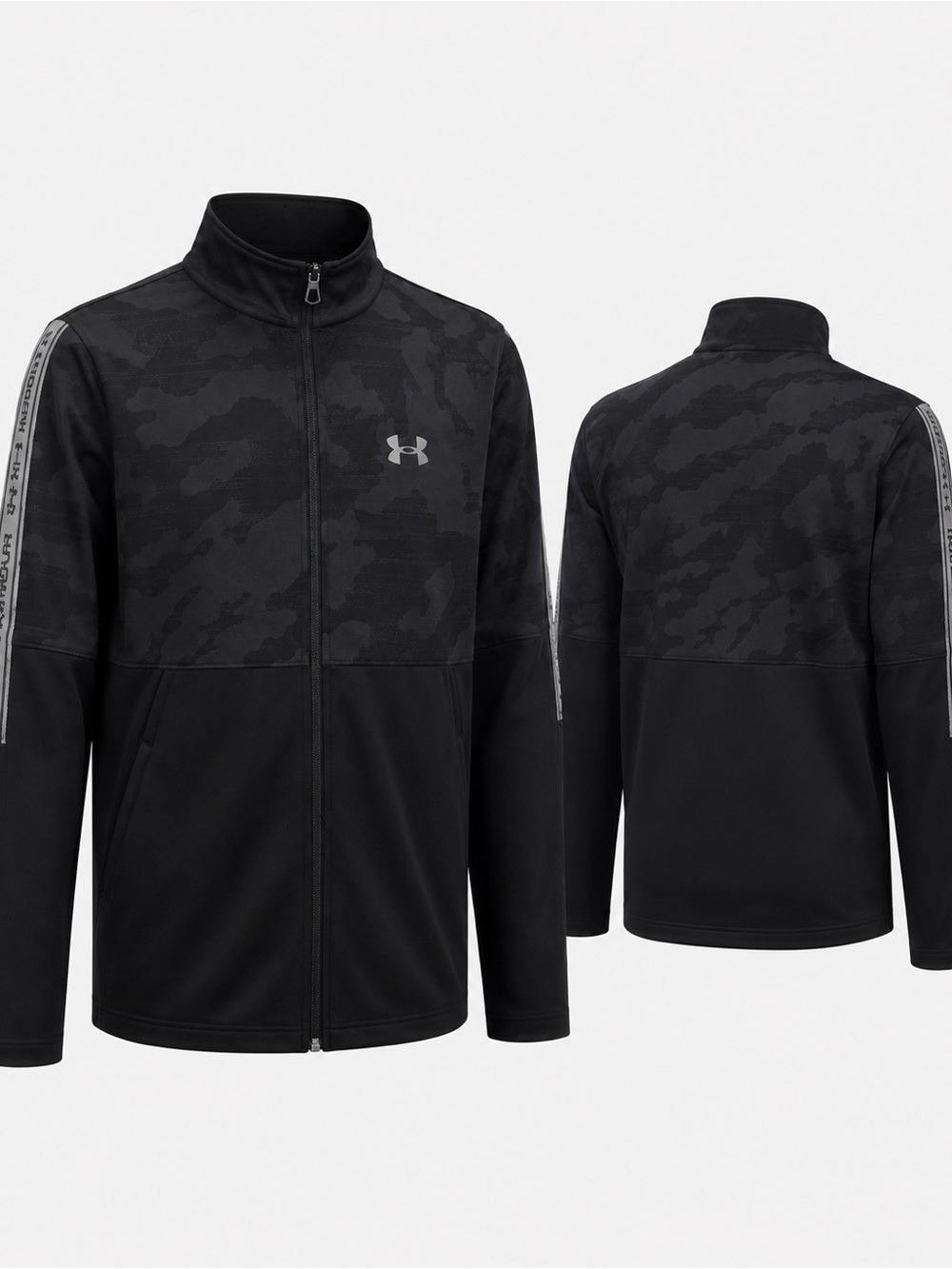 Under Armour Youth XL Black Tonal Camo Full Zip Athletic Jacket
